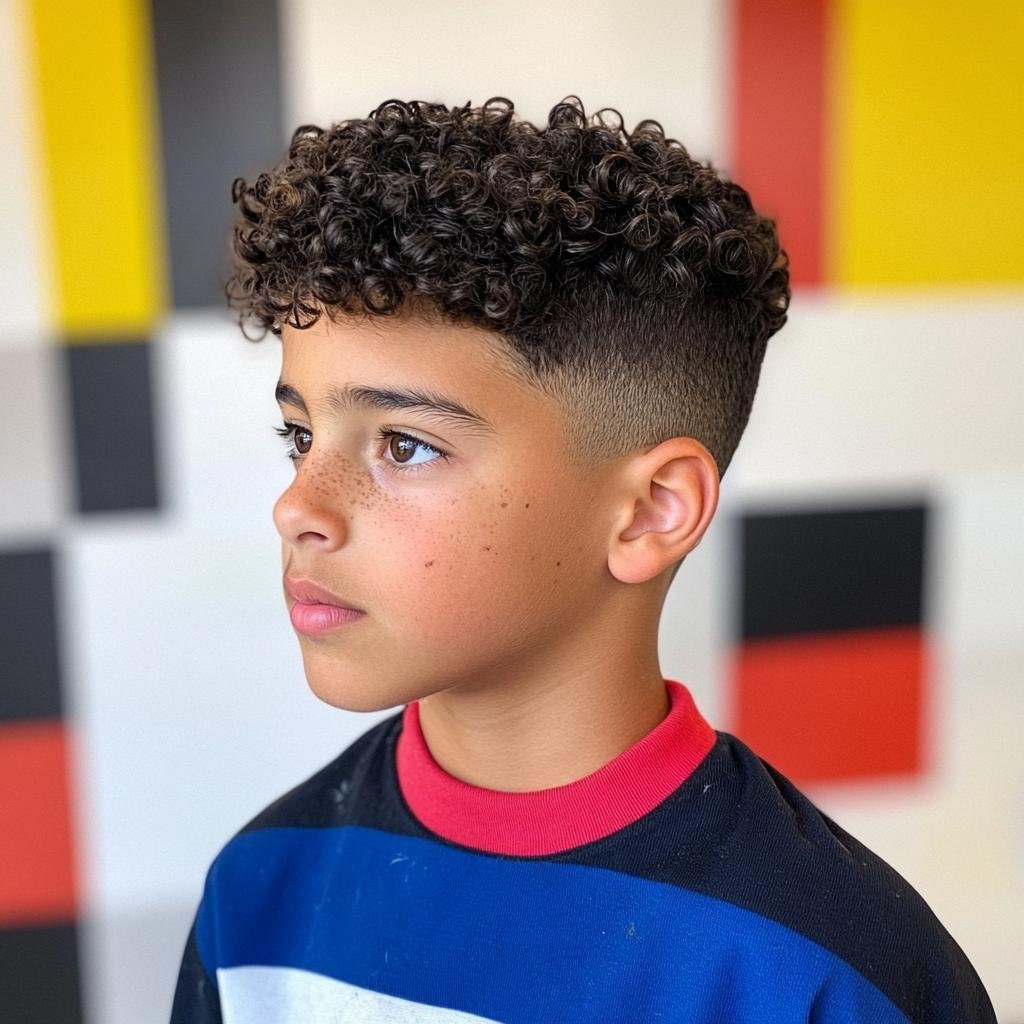 Enfant avec un curly fade